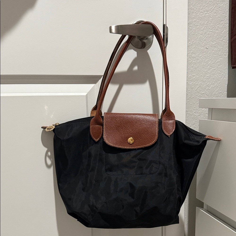Elegant long champ  Black and Brown Tote Bag